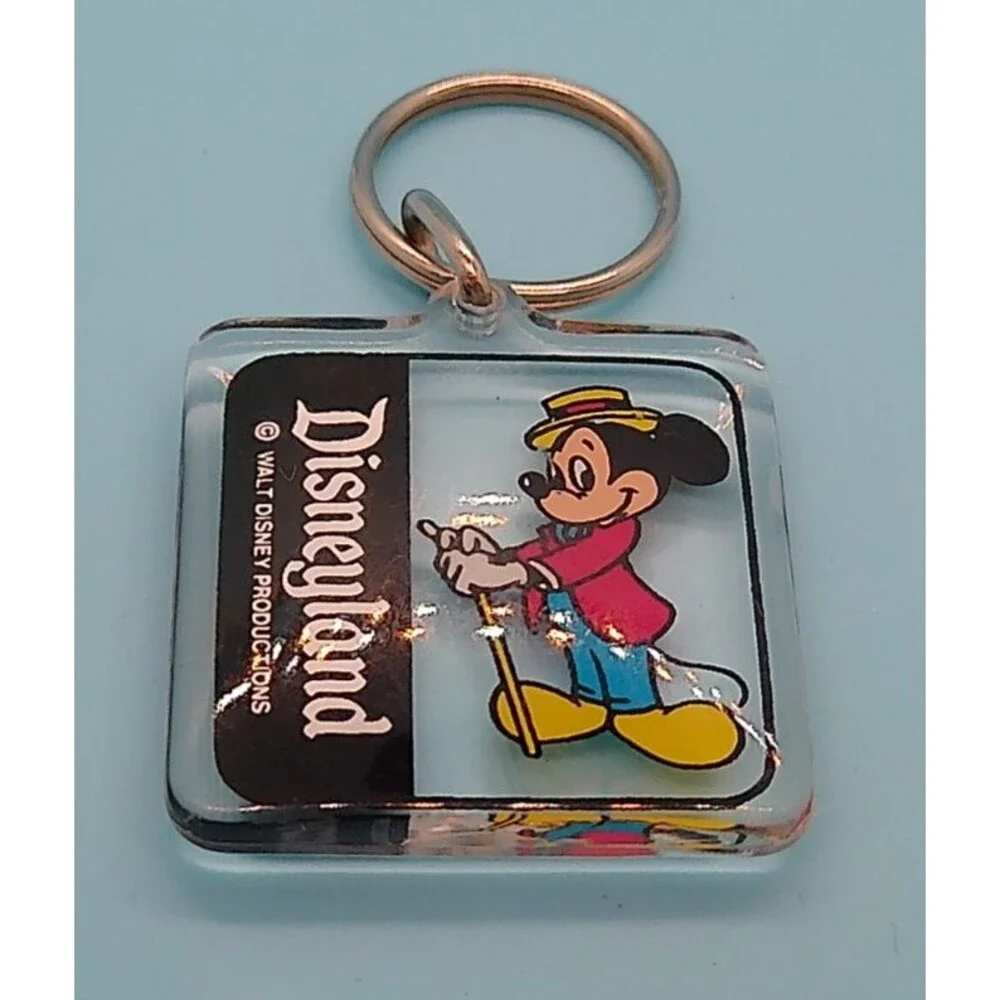 Disney - Mickey Mouse Disneyland Keychain Clear Plastic 1.5
